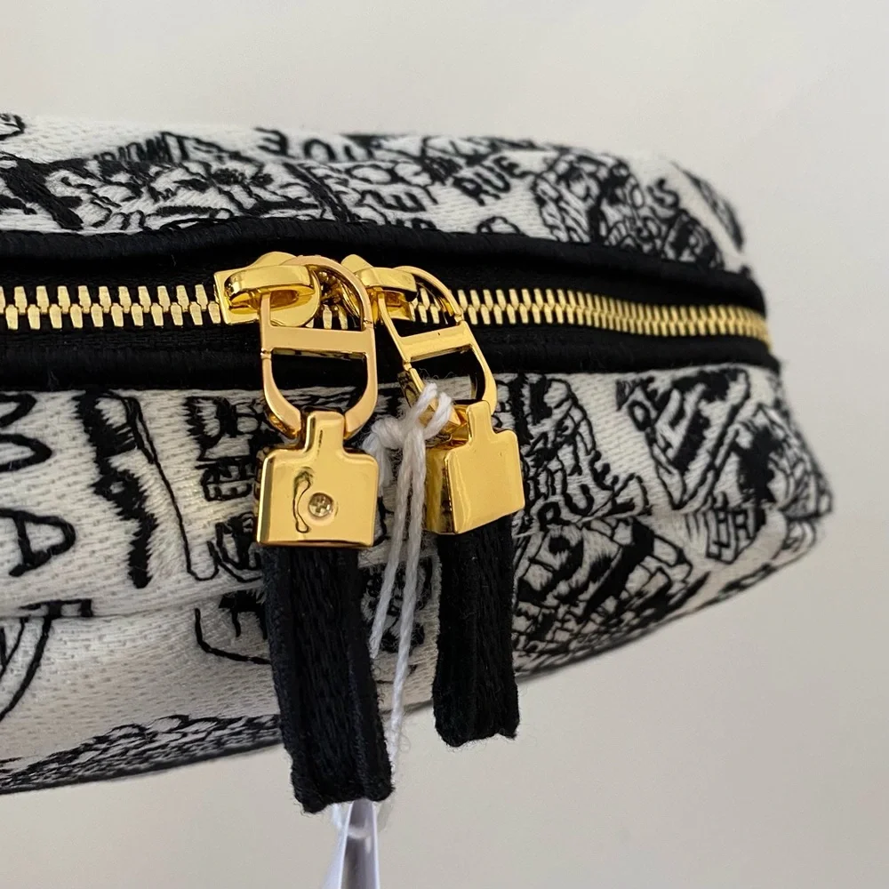 NWT Christian Dior Made in Italy Black White Plan de Paris Pouch Makeup Bag - Picture 7 of 16